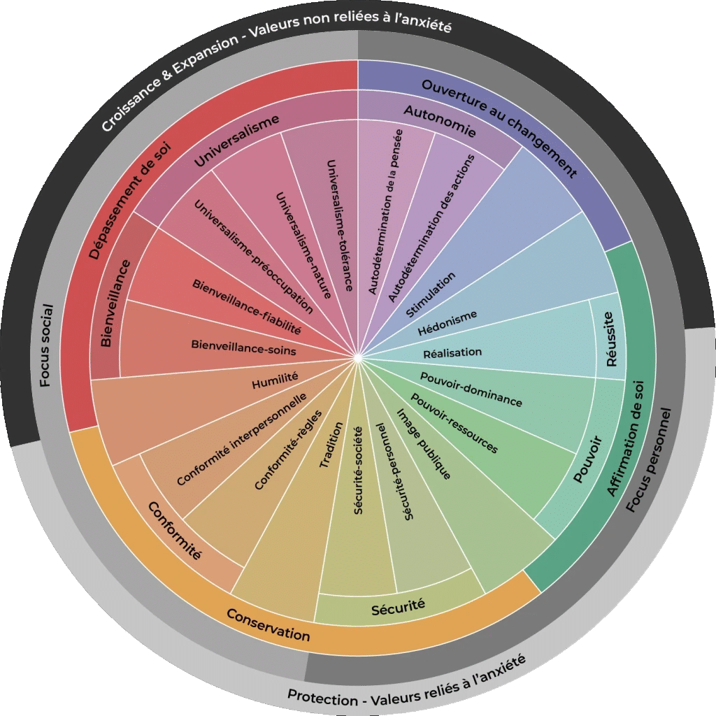 diagramme des 19 valeurs dans une roue